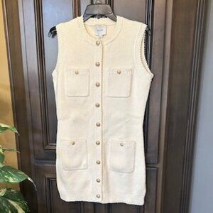 Reformation Catalina Cotton Knit Gossmer Sleeveless Jewel Neck Minidress